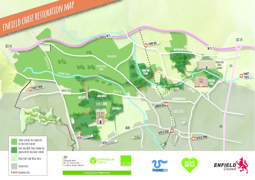 A map of the proposed Enfield Chase Landscape Restoration Project